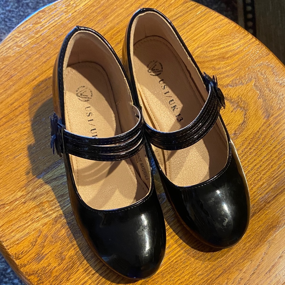 Kids Glossy Black Dress Shoes